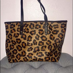 Coach cheetah purse tote
